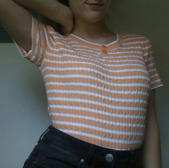 orange & white stripe top - Picture 2 of 4